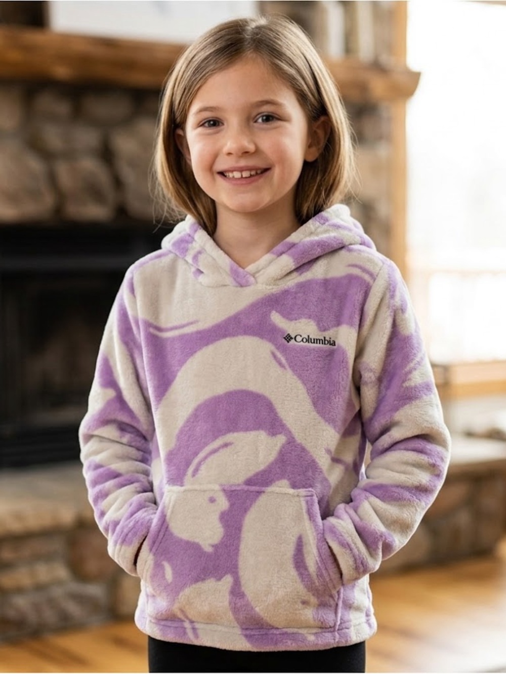 Columbia Lavender and Beige Fleece Hoodie